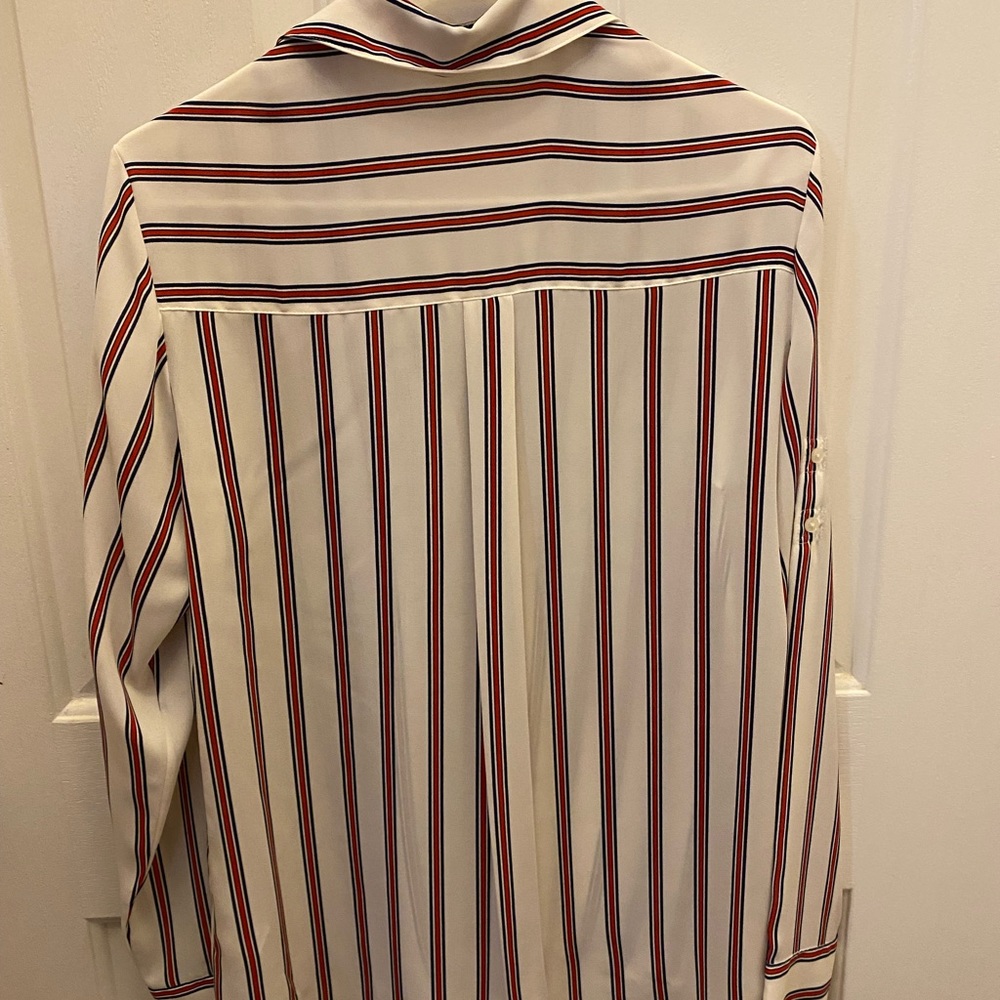 Express Blouse Button Front Roll Tab Long Sleeve … - image 2